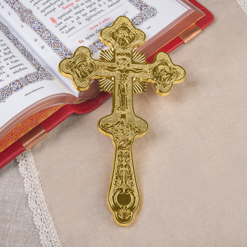 Крест напрестольный, цинковый сплав, цвет "под золото", 16,4х28 см фото 3