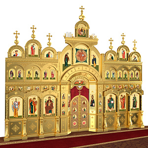 Иконостас "Рождественский" четырехъярусный позолоченный, 848,5х763х53 см (краска)