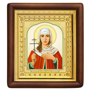 Икона мученицы Ларисы Готфской, 18х20 см, деревянный киот (светлый киот)
