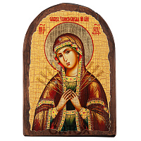 Икона Божией Матери "Семистрельная", 17х23 см, арочной формы, под старину №2