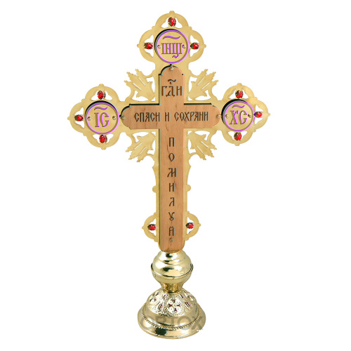 Крест напрестольный с подставкой, латунь, 30х60 см фото 2