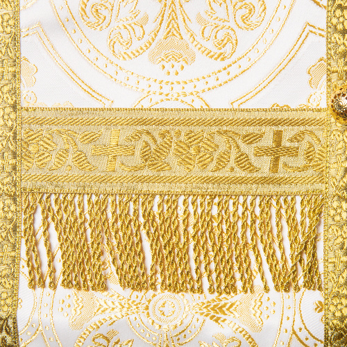 Требный набор / комплект шелковый, белый с золотом, с подкладом фото 6
