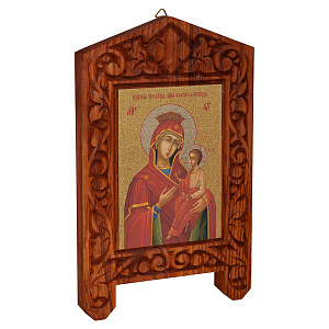 Икона Божией Матери "Скоропослушница" на резной доске "Суздальская", холст с золочением (13,4х22,5 см (под икону А7))