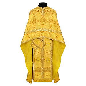 Иерейское облачение греческое, шелк "Горненский", желтое с золотом (размер 46, рост 190 см)