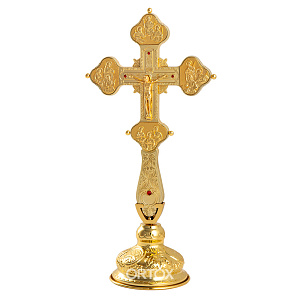 Крест напрестольный с подставкой, 19х40 см (позолота)