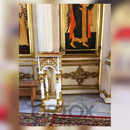 Подставка церковная "Тверская" белая с золотом, 40х40х100 см фото 9
