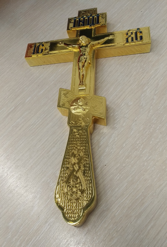 Крест напрестольный латунный, 14х26 см, У-0049 фото 2