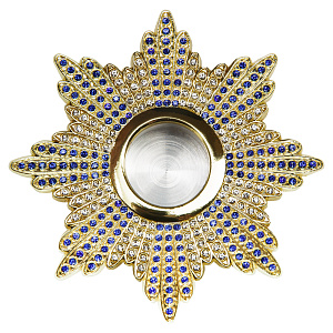 Мощевик врезной, цинковый сплав, синие и белые камни,Ø 76/20 мм (ср. вес 50 г)