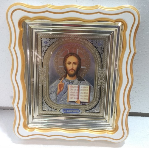 Икона Спасителя "Господь Вседержитель", 25х28 см, фигурная багетная рамка №2, У-1123 фото 2