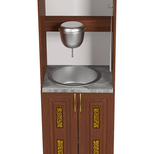 Шкаф под рукомойник "Суздальский", цвет "ноче экко", "кипарис" с золотом (поталь), 60х50х201 см фото 3