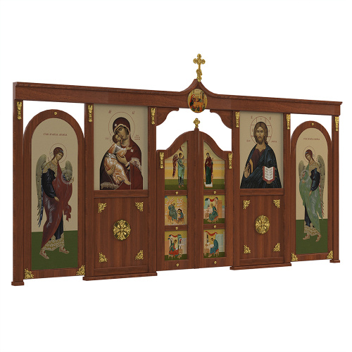 Иконостас одноярусный (г. Сызрань), цвет "кипарис" с золотом, 500х270х10 см фото 2