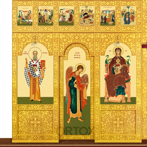 Иконостас "Суздальский" четырехъярусный позолоченный, 608х637х25,4 см фото 6