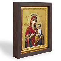 Икона Божией Матери "Скоропослушница", в узком багете, цвет "темный дуб", на холсте, с золочением, №2