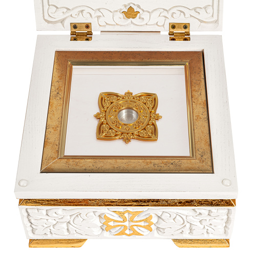 Ковчег для мощей "Суздальский" белый с золотом (поталь), 20х20х13 см фото 10