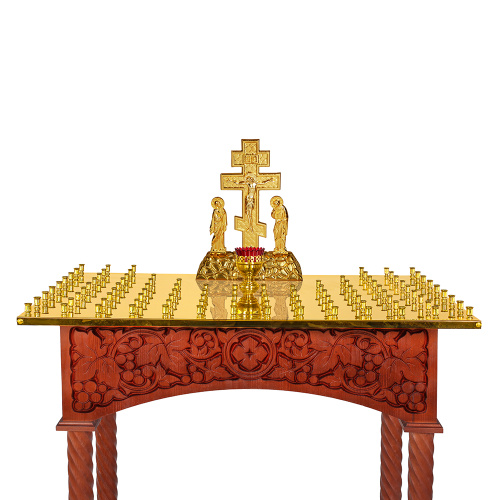 Панихидный стол на 70-100 свечей "Суздальский", цвет "кипарис", колонны, резьба фото 5