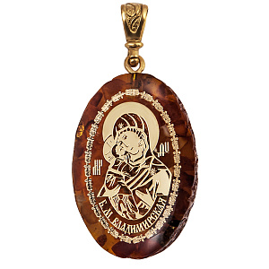 Образок нательный с ликом Божией Матери "Владимирская", овальной формы, 2х3 см (ювелирная смола)