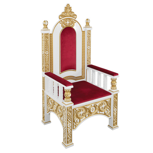 Архиерейский трон "Ярославский", белый с золотом (патина), 78х72х160 см фото 4