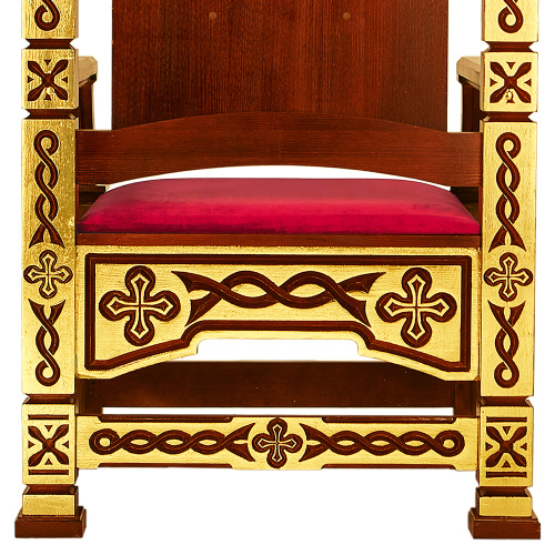 Архиерейский трон "Вятский", цвет "кипарис" с золотом (поталь), 78х72х150 см фото 7