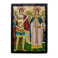 Икона Архангелов Михаила и Гавриила, 17х23 см, ольха, золочение №1