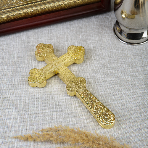 Крест требный, цинковый сплав, 12x21 см фото 3
