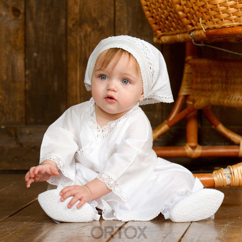 Комплект для крещения "Мечта" белый: рубашка и пеленка, хлопок, размер в ассортименте фото 5