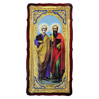 Икона большая храмовая Петр и Павел, апостолы, фигурная рама, эмаль, 60х120 см