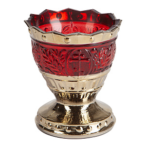 Лампада стеклянная "Лилия" узорчатая с золотистым покрытием, высота 8,5 см (красный)