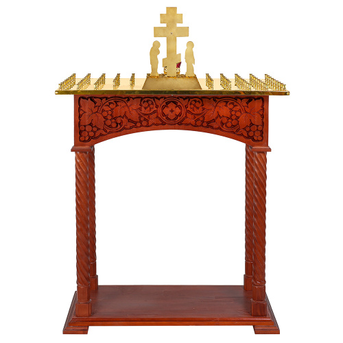 Панихидный стол на 70-100 свечей "Суздальский", цвет "кипарис", колонны, резьба фото 4
