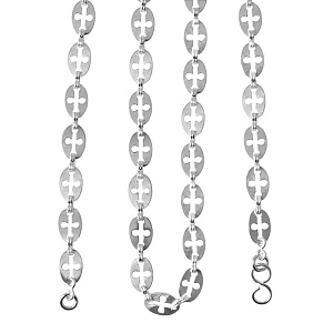 Цепь для наперсных крестов и панагий латунная в серебрении №10 (с перетяжкой)