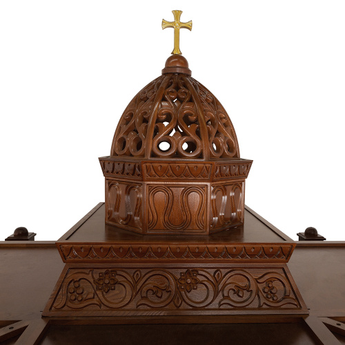 Облачение на престол, цвет "кипарис" с золотом (поталь), резное, с сенью, 200х200х350 см фото 4