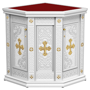 Жертвенник "Ярославский" белый с золотом (поталь), угловой (80х80х100 см)