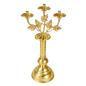 Подсвечник настольный на 3 свечи, латунь, 21х42 см, У 3-2997 (вес 530 г)