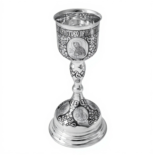 Потир серебряный, ручная гравировка, оксидирование фото 2 Потир серебряный, ручная гравировка, оксидирование фото 2