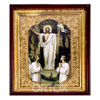 Икона большая храмовая Воскресение Христово, прямая рама