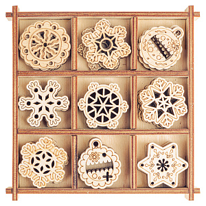 Набор деревянных заготовок для творчества "Новогодний", 54 шт. в коробке, №2 (10,5х10,5 см)