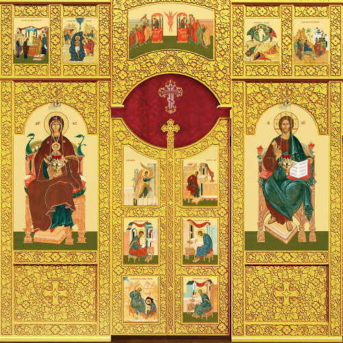 Иконостас деревянный "Суздальский" трехъярусный, цвет "золото", 608х483х25,4 см фото 5 Иконостас деревянный "Суздальский" трехъярусный, цвет "золото", 608х483х25,4 см фото 5