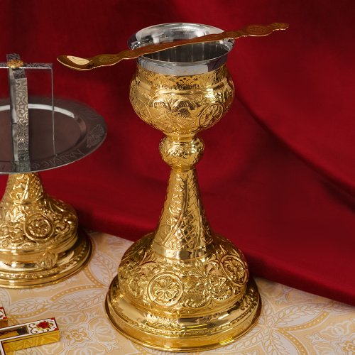 Потир № 18 на 0,5 л, латунь, нержавеющая сталь, 17х32 см фото 2