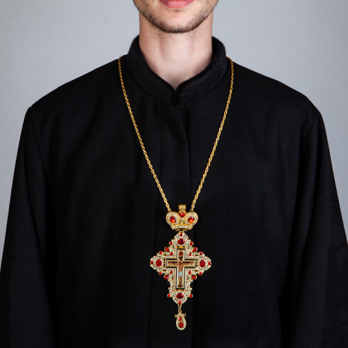 Крест наперсный с цепью, цинковый сплав, камни, 8,5х18 cм фото 5 Крест наперсный с цепью, цинковый сплав, камни, 8,5х18 cм фото 5