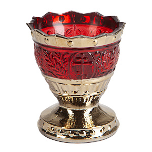 Лампада стеклянная "Лилия" узорчатая с золотистым покрытием, высота 8,5 см (красный)