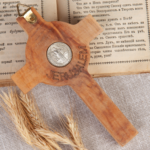 Крест настенный деревянный с распятием из цинкового сплава, 10х17 см фото 3 Крест настенный деревянный с распятием из цинкового сплава, 10х17 см фото 3