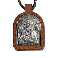 Образок деревянный с ликом Ангела Хранителя из мельхиора в серебрении