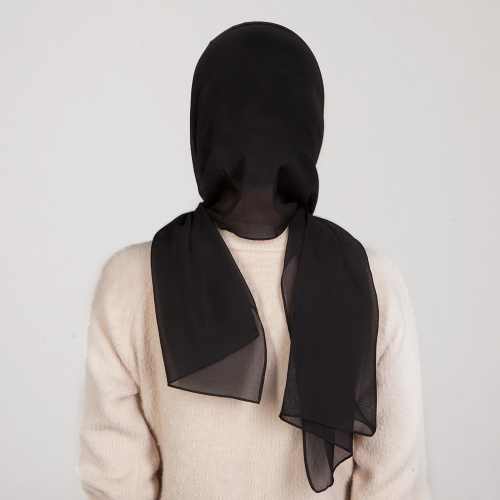 Шарф черный, шелк крепдешин фото 4 Шарф черный, шелк крепдешин фото 4