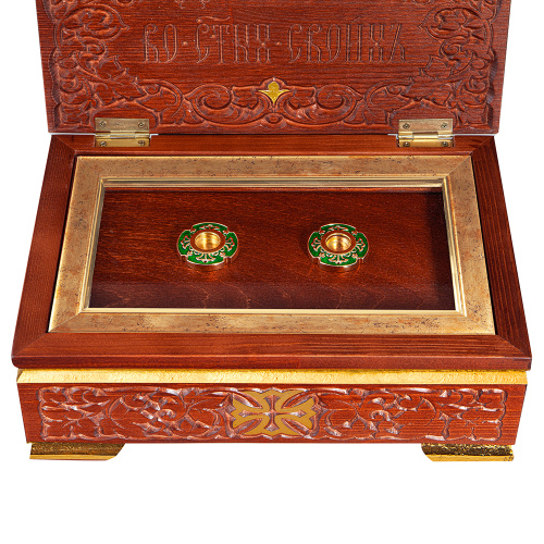 Ковчег для мощей "Суздальский", цвет "кипарис" с золотом (поталь), резной, 30х20 см фото 5