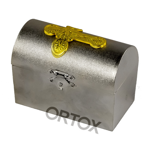 Крестильный ящик латунный никелированный, чеканка, 10x6x8 см фото 2