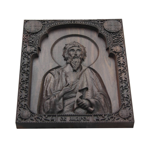 Икона апостола Андрея Первозванного, деревянная резная фото 2