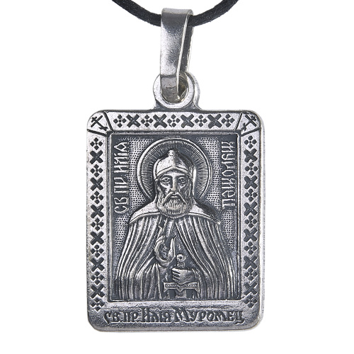 Образок мельхиоровый с ликом преподобного Илии Муромца, Печерского, серебрение