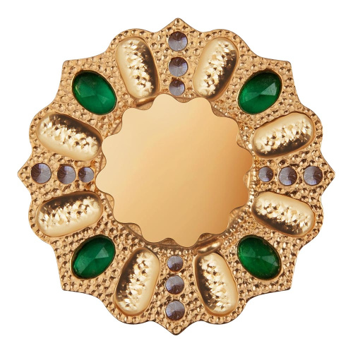 Мощевик врезной из ювелирного сплава в позолоте с фианитами, Ø 28 мм фото 5