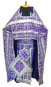 Иерейское облачение фиолетовое, шелк, серебряный галун (машинная вышивка)