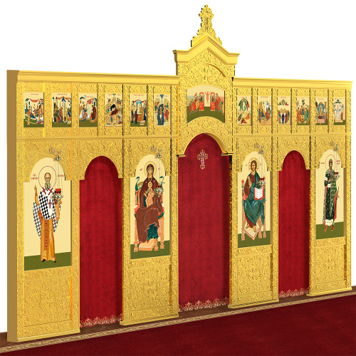 Иконостас деревянный "Суздальский" двухъярусный, цвет "золото", 608х378х25,4 см фото 3 Иконостас деревянный "Суздальский" двухъярусный, цвет "золото", 608х378х25,4 см фото 3