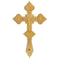 Крест напрестольный, гравировка, камни, цвет "под золото", 19,5х31 см